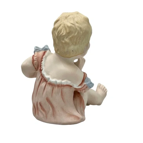 VINTAGE HOMCO OF JAPAN BISQUE PORCELAIN PIANO BABIES - SET OF 2